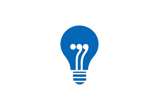 Blue lightbulb icon representing ideas, innovation, and solutions on a clean white background, symbolizing creativity and inspiration.