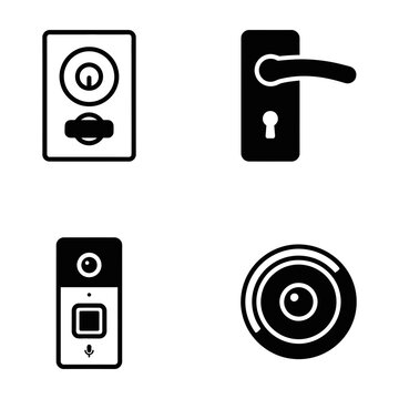 Door Lock and Security Access Control Icons Set
