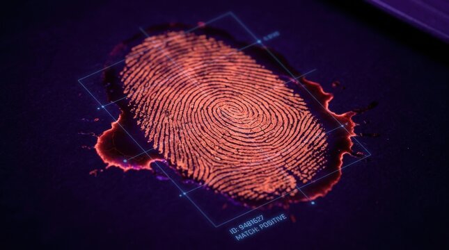 Forensic Fingerprint Evidence Under UV Light Crime Scene Investigation Identification DNA
