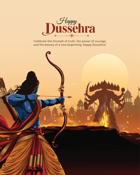 creative Happy Dussehra festival of India. of Lord Rama killing Ravana.abstract vector illustration design