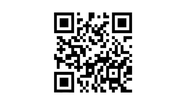 Black and white QR code pattern, isolated on transparent background