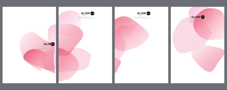 Minimalist pink fluid poster set, abstract gradient shape cover vector collection, modern pastel backdrop for design