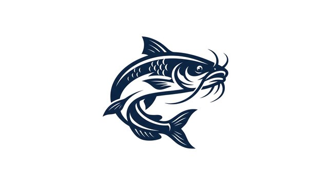 Dynamic vector illustration of a leaping catfish isolated on a white background