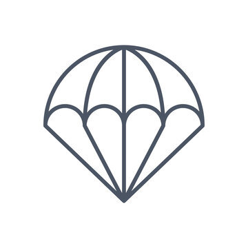 Minimalist parachute icon vector, dark line art parachute symbol, skydiving and extreme sports graphic element for ui design