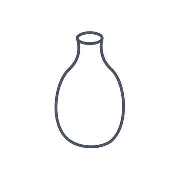 Minimalist ceramic vase line icon, simple pottery vessel vector symbol, modern outline art jug for interior design UI logo