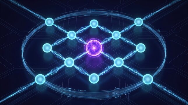 Enterprise cybersecurity network monitoring interface displaying Quantum error correction concept for cryptographic threat prevention