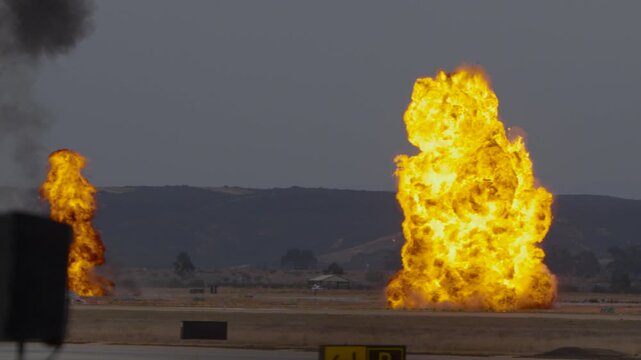 Large fireball explosion at a airshow exercise