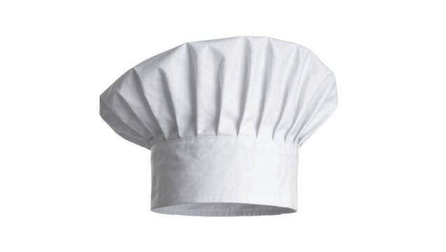 White pleated chef hat traditional toque blanche, isolated on transparent background