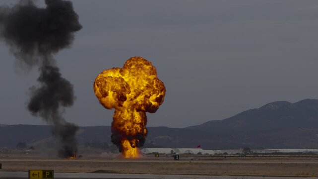 Large fireball explosion during a military exercise