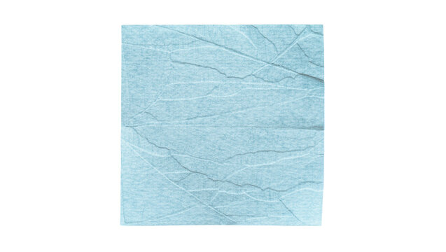 Crinkled light blue textured paper with thin white lines, isolated on transparent background