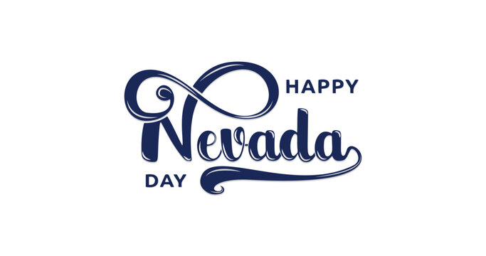 Happy Nevada Day Text vector illustration. Handwritten text for Celebrations, banner, social media feed wallpaper stories
