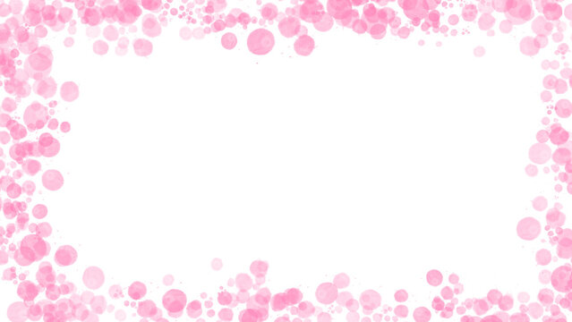 Soft pink watercolor circle border framing a blank transparent background, perfect for a romantic card template or wedding invitation copy space