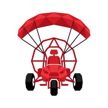 Red Motorized Paraglider Isolated