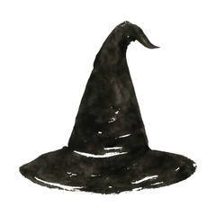 Fototapeta na wymiar PNG Black witch hat illustration watercolor