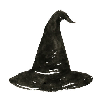 PNG Black witch hat illustration watercolor