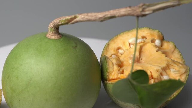 Bael Fruit &ndash; Aegle Marmelos, Traditional Indian Wood Apple Fruit with Hard Shell, Aromatic Pulp, Natural Nutrition and Ayurvedic Heritage
