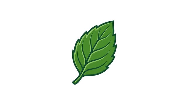 Vector illustration of a single green mint leaf with serrated edges, isolated on a white background