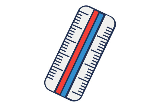 Ruler measuring tool isolated on transparent background for school and office stationery graphic design projects