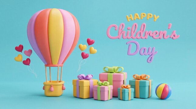 Happy Children s Day Hot Air Balloon Gifts Balloons Celebration
