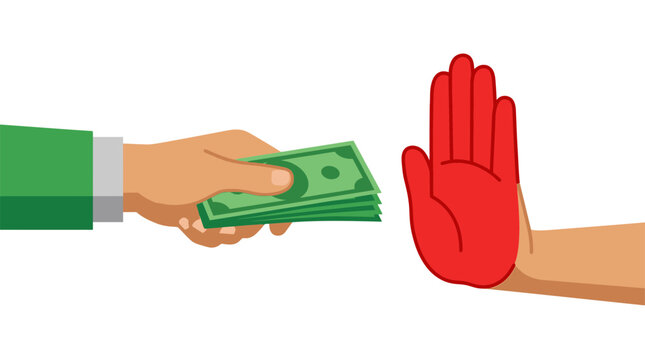 Refusing Money Offer, Stop Corruption Concept