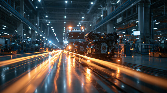 Automated Assembly Line in Modern Automotive Manufacturing Factory