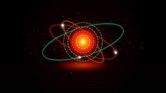 Abstract Cybernetic Holographic Sphere Core with Orbiting Telemetry rings visual