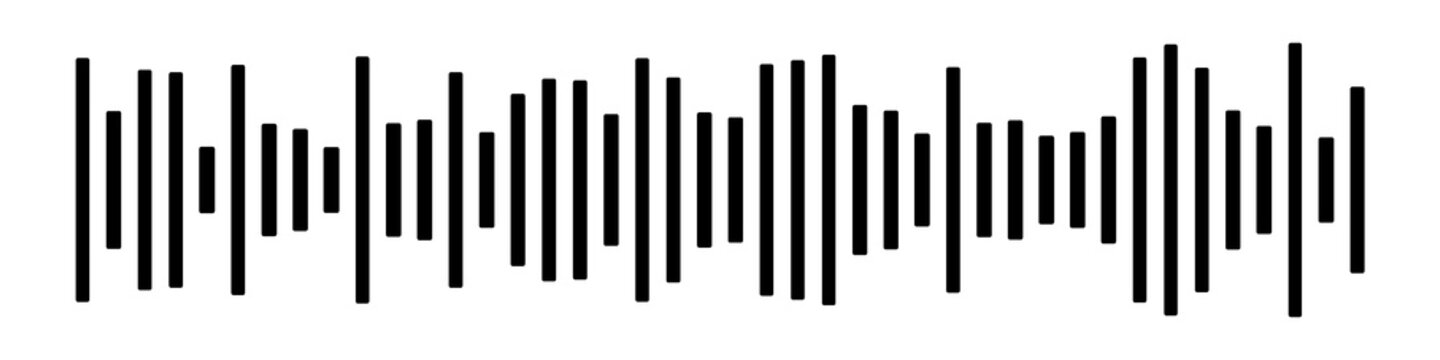 Circular black audio wave ring with radiating frequency lines