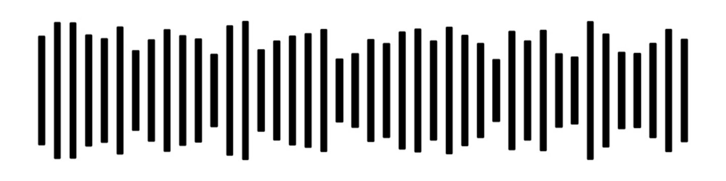 Black vertical audio spectrum bars of varying height, DJ and music design