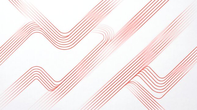 Abstract red parallel lines pattern background with geometric curves and modern minimalist style design