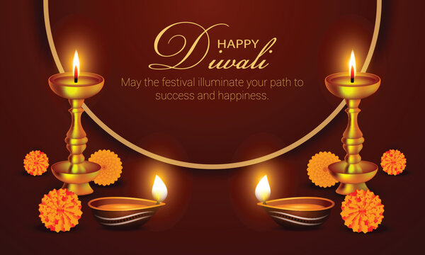 Diwali candles on a red background