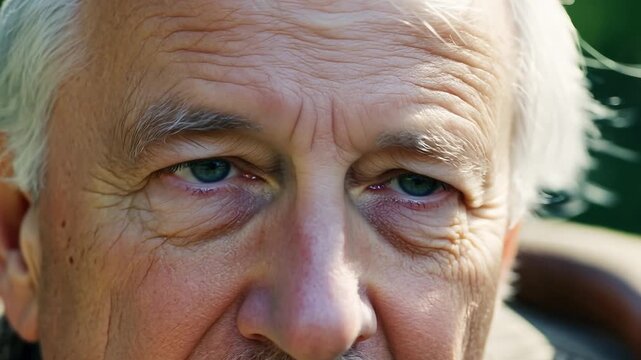 Senior man looking sideways and raising eyebrows