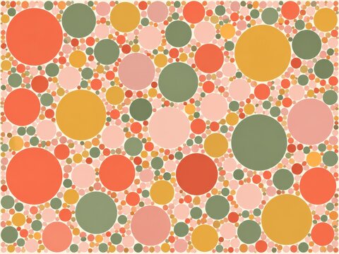 Circle packing design of varied sizes in a warm palette filling a
