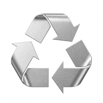 recycled aluminum recycling symbol isolated on white representing sustainable manufacturing circular economy green industry and environmental advertising