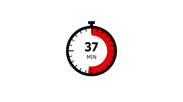 37 min clock icon animation. Clock 37-minute icon Digital and analog clock 37 minutes isolated on white background. and creating a stunning video.4k video.