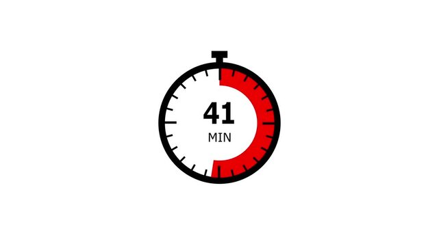 41 min clock icon animation. Clock 41-minute icon Digital and analog clock 41 minutes isolated on white background. and creating a stunning video.4k video.