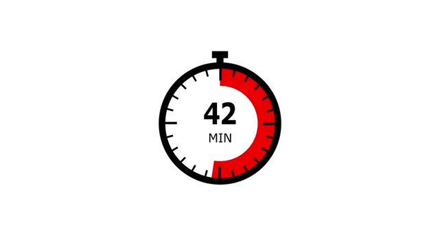 42 min clock icon animation. Clock 42-minute icon Digital and analog clock 42 minutes isolated on white background. and creating a stunning video.4k video.