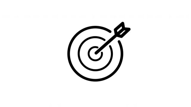 Aiming for success icon of arrow hitting target on transparent background for business goals and achievement