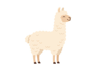 Obraz premium Cute cartoon llama standing and smiling