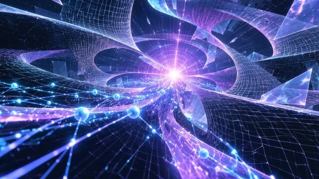 Neural data vortex flowing toward a glowing singularity