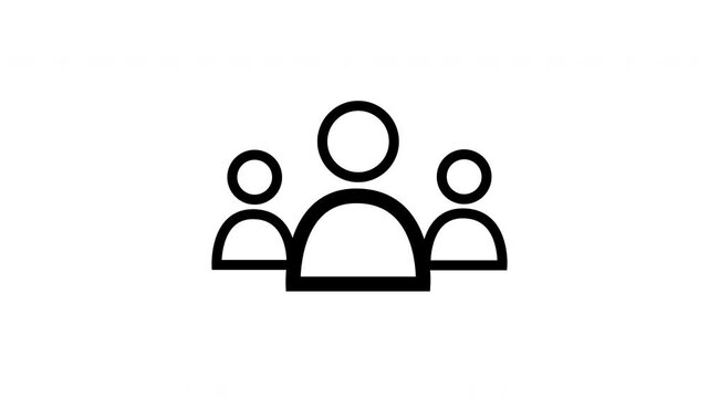 Animated group of people icons representing team, community, and users on transparent background
