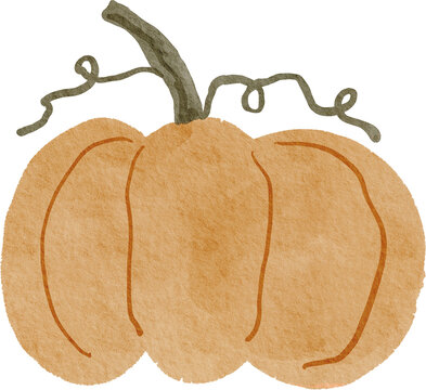 Watercolor Hand drawn Pumpkin. Autumn seamless pattern