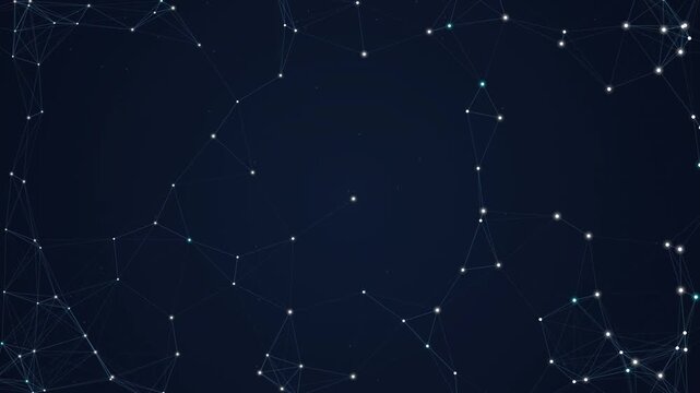 Abstract Animation of Glowing Star Constellations Connected by Thin Geometric Lines Moving Through Deep Space Galaxy Night Sky, Concept for Science, Technology, Astronomy, and Digital Networking
