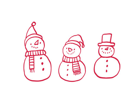 Hand-Drawn Christmas Whimsy Decor Elements. Doodle Style. Christmas Festive decoration. Winter holiday ornament, leaf, ribbon, and tree. Flat vector illustration