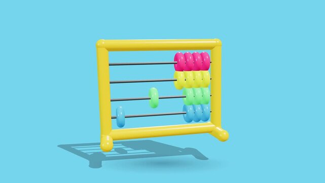 Colorful 3d abacus toys counting on a solid blue background
