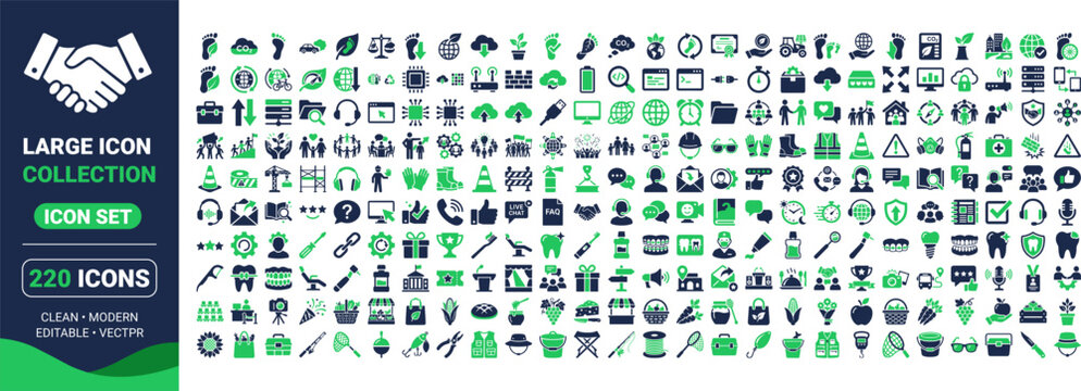 Big Icon Collection of Business Partnership, Handshake, Teamwork, Finance, Marketing, Customer Service, Communication, Healthcare, Dental, Tools and Technology, Office, Vector