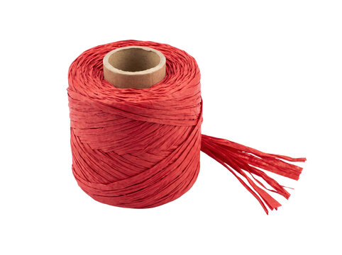 Red Paper Raffia Spool on White