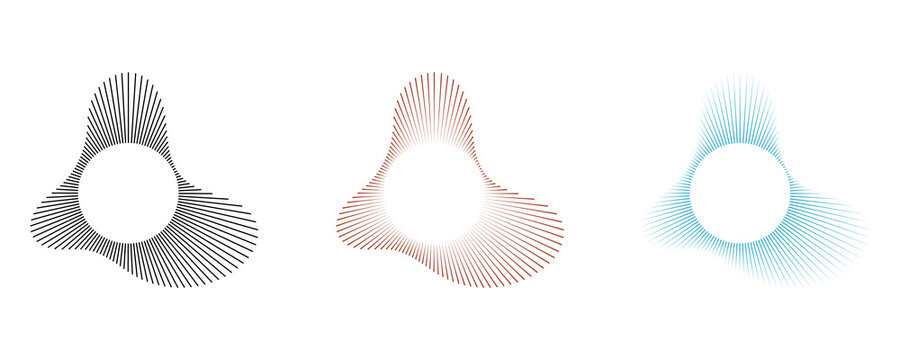 Organic rounded triangle radial stroke patterns for contemporary visual identity systems on transparent background.