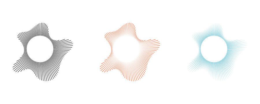 Multi pointed radial starburst vector elements for dynamic motion graphics and UI design on transparent background.