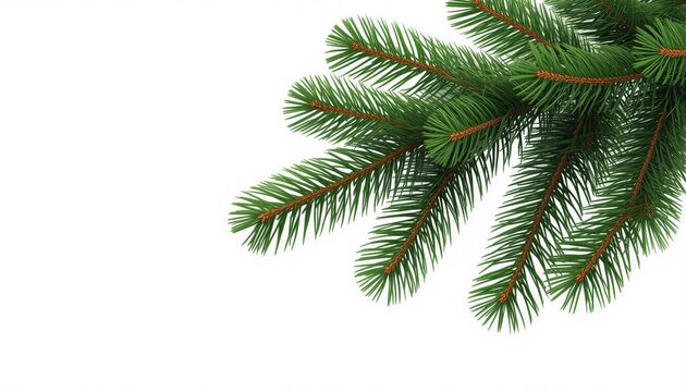 Christmas tree branch isolated on a white background with copy space