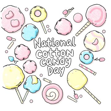 National Cotton Candy Day Celebration with Colorful Pastel Sweet Treats
